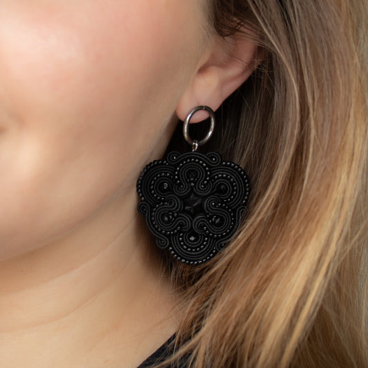 Handmade Black Soutache Earrings – Luxurious and Lightweight Earrings