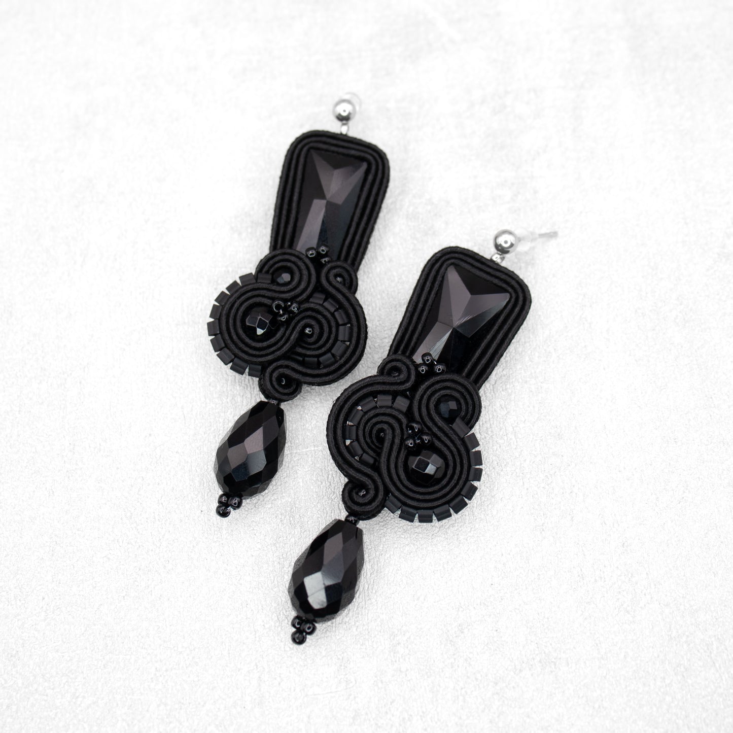 Unique and Original Handmade Black Soutache Earrings