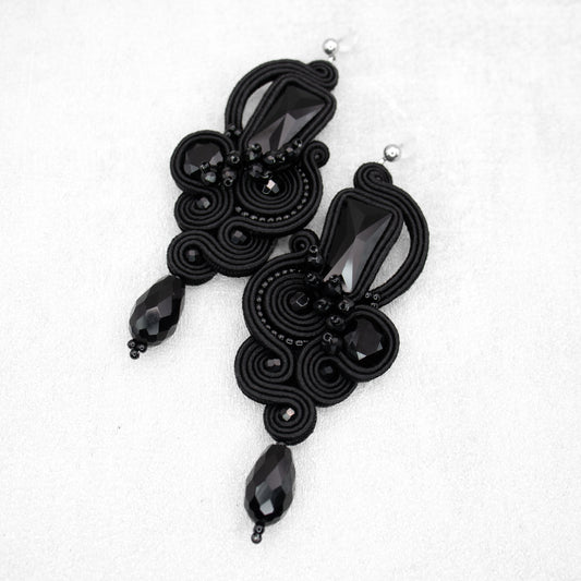 Handmade Black Soutache Earrings – Unique and Luxurious Earrings